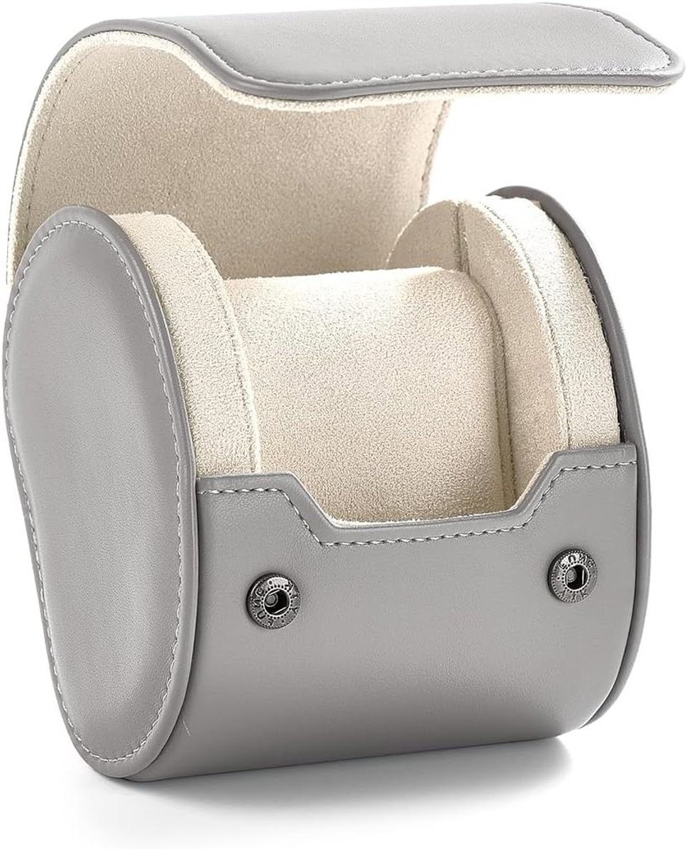 Luxe PU lederen horloge rol opbergdoos voor Kerstmis verjaardag geschenkdoos (lichtgrijs)