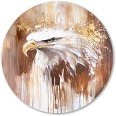 Dynamische adelaar met verfstreken - Adelaar wandcirkel - Wandschalen dier - Abstracte kunst - Wanddecoratie metaal rond - Schilderijen & posters - muurcirkel aluminium 100x100 cm