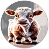 Schattig gedetailleerd kalf - Kalf muurcirkels - Ronde muurdecoratie dieren - Hyperrealisme - Dibond wandkunst rond - Kunstwerken schilderij - muurcirkel aluminium 40x40 cm