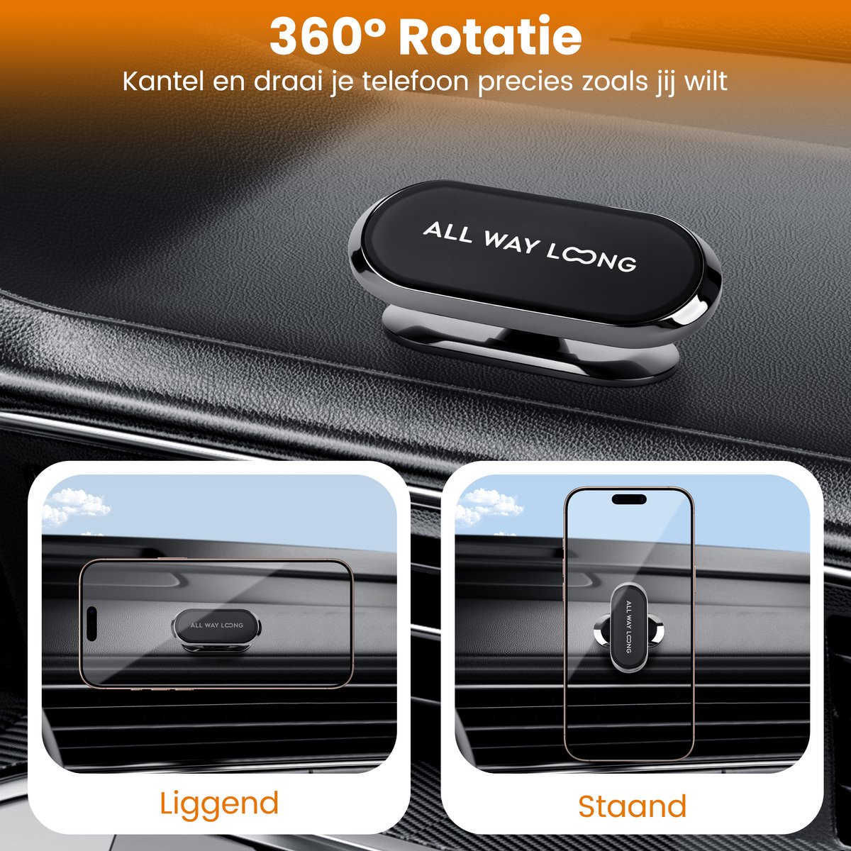 Telefoonhouder Auto Magnetisch - Dashboard - Extreem Sterke Magneet - 360º Draai & Kantelbaar - GSM Houder - Telefoonhouders Auto - Auto Accessoires - Zwart — cadeau in Cadeau-ideeën - foto 2