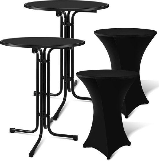 2x Statafel , Rond Verstelbar in Hoogte 80cm 110cm ,Zwart | bol