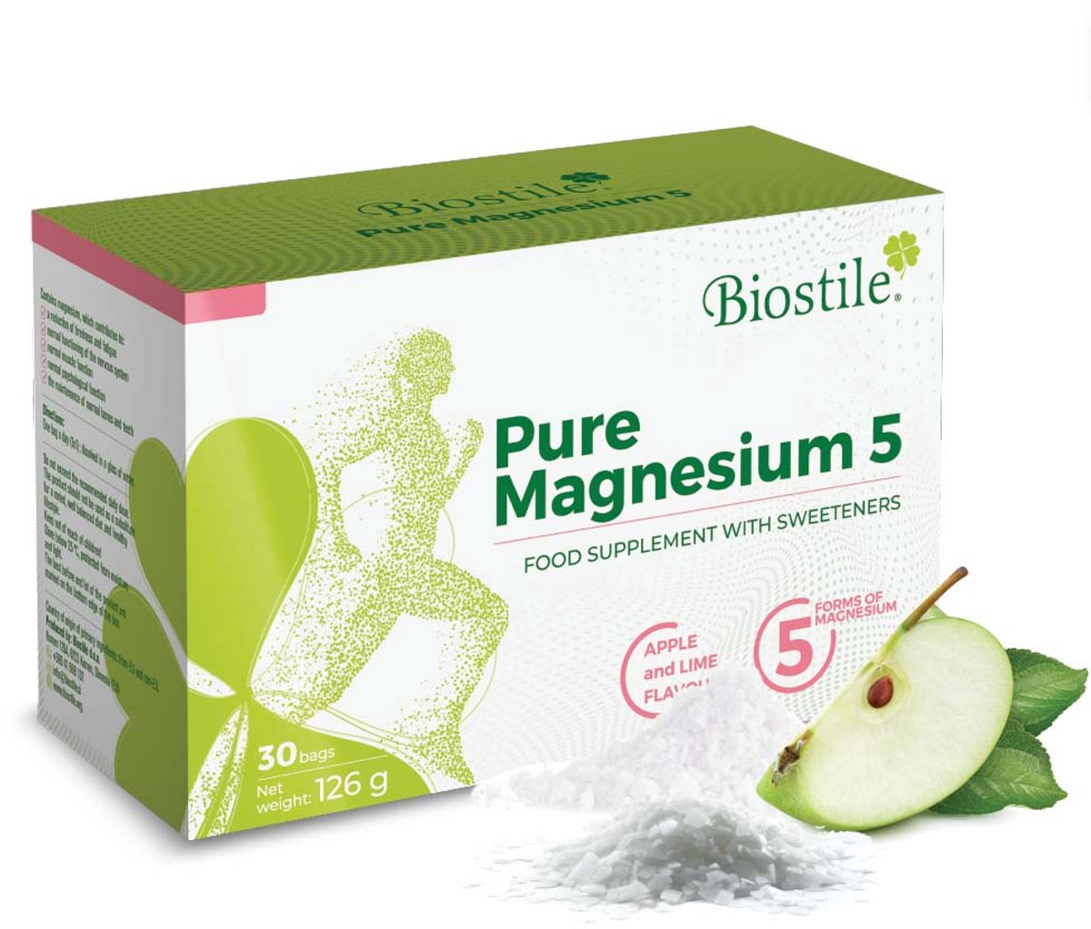 Biostile – Pure Magnesium 5 – Magnesium - Ondersteunt Energie, Spierfunctie en Botgezondheid – 30 Zakjes - 126 g