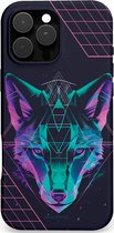 Casetastic Hoesje Geschikt voor Apple iPhone 16 Pro Max Magsafe - Stijlvolle Beschermende Duo-layer Case - Neon Wolf