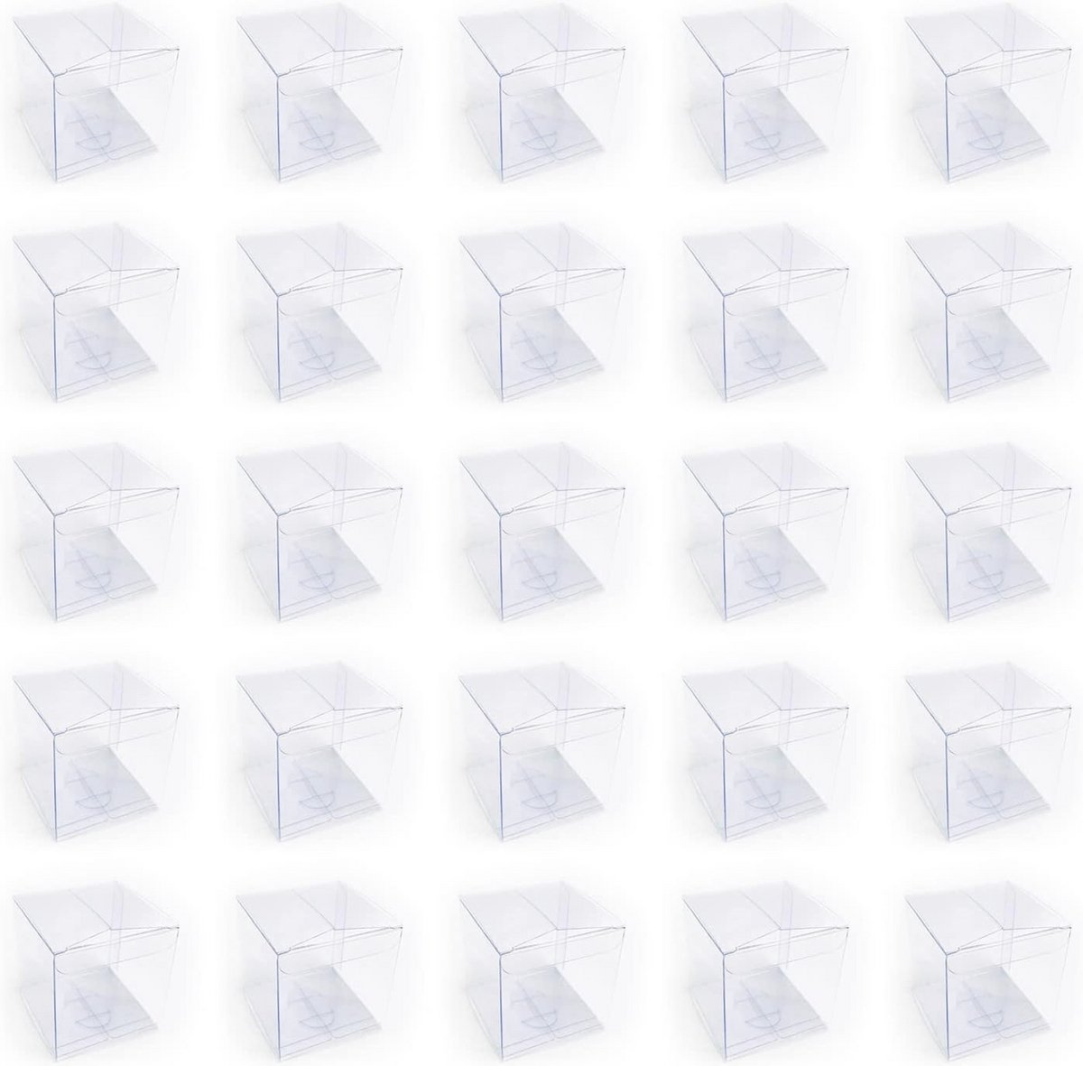 Opvouwbare transparante geschenkdozen - 25 stuks voor bruiloft, feest, verjaardag en Kerstmis (5 x 5 x 5 cm)