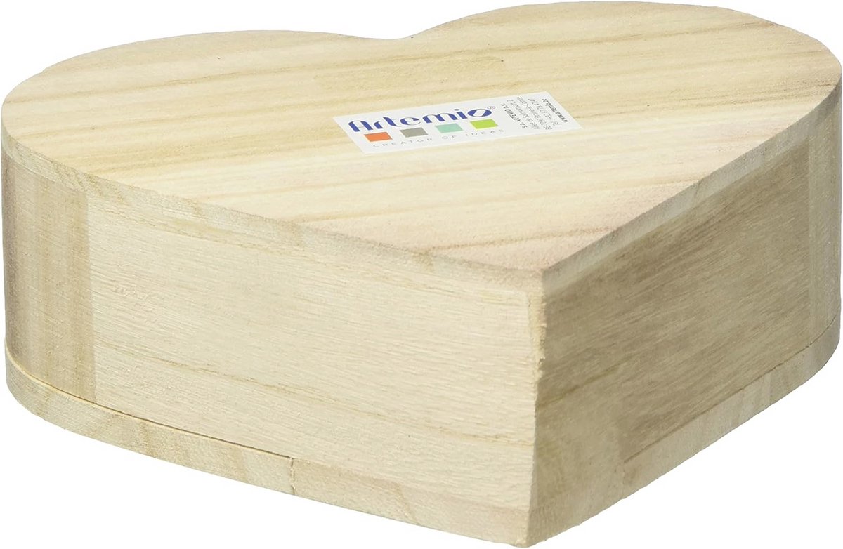 Houten hartvormige doos met draaideksel - 15 x 4 x 13 cm