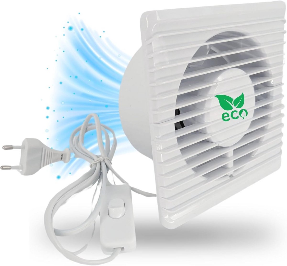 100 mm Kweekventilator voor Afvoer en Toevoer met Stekker en Schakelaar voor Kweekkasten