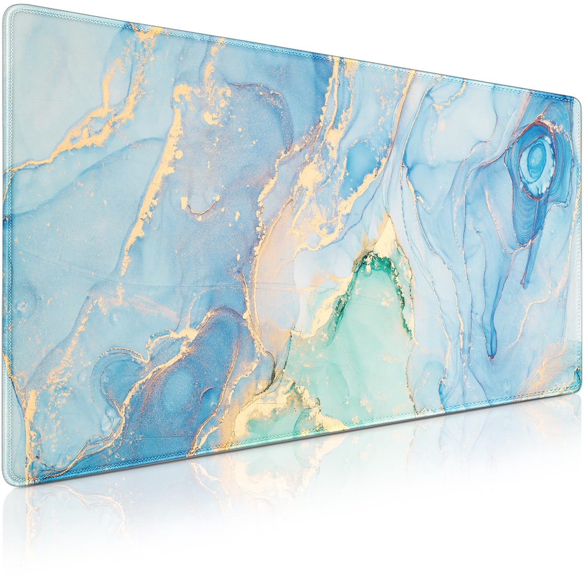 Ibenzoa® Extra Grote Gaming Muismat Voor Ultieme Precisie En Comfort - Jade Blauw Marmer Design