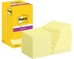 Post-it - Post-It Super Sticky Notes | 90 vel | ft 76 x 76 mm | geel | pak van 12 blokken