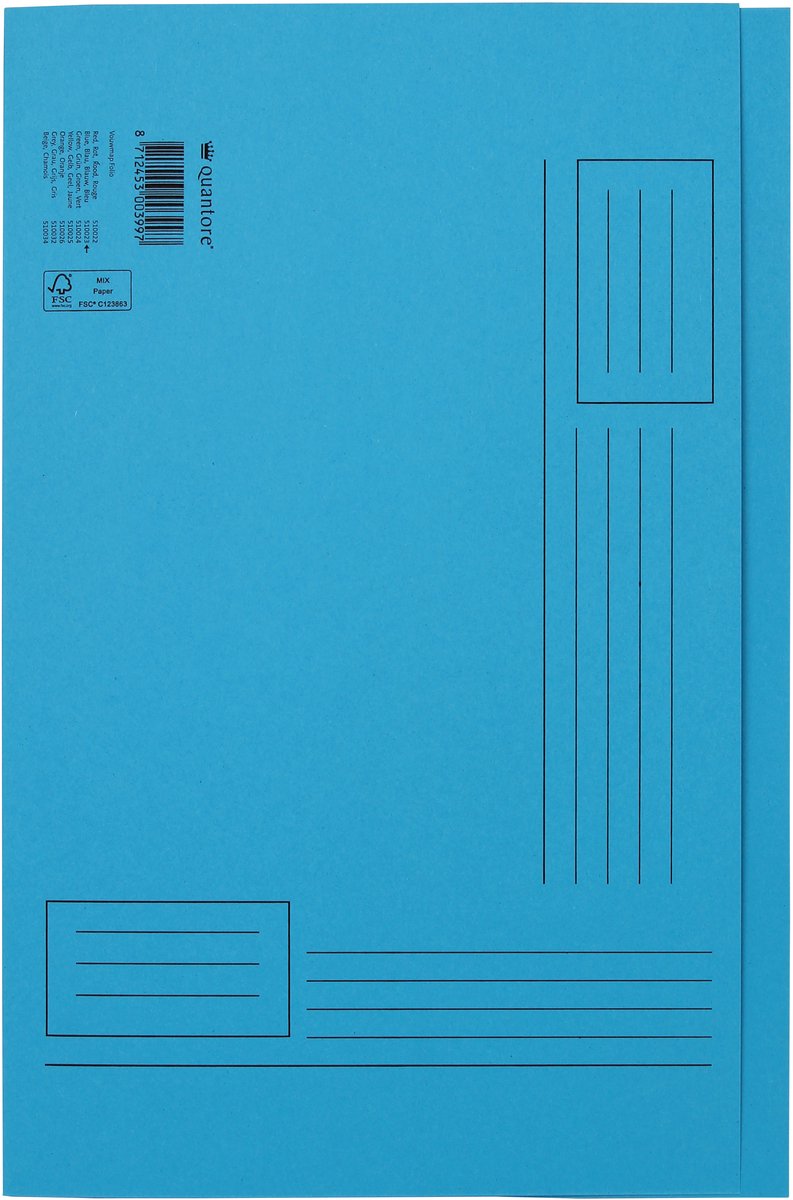 Vouwmap quantore fo ongelijke zijde 250gr blauw | 10 stuks
