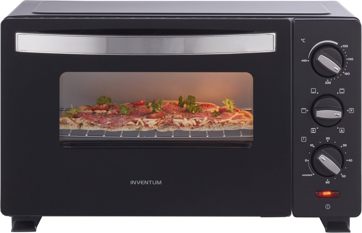 Inventum OV207B Vrijstaande mini oven - 20L - Hetelucht - 100-230°C - 6 ovenstanden - Zwart