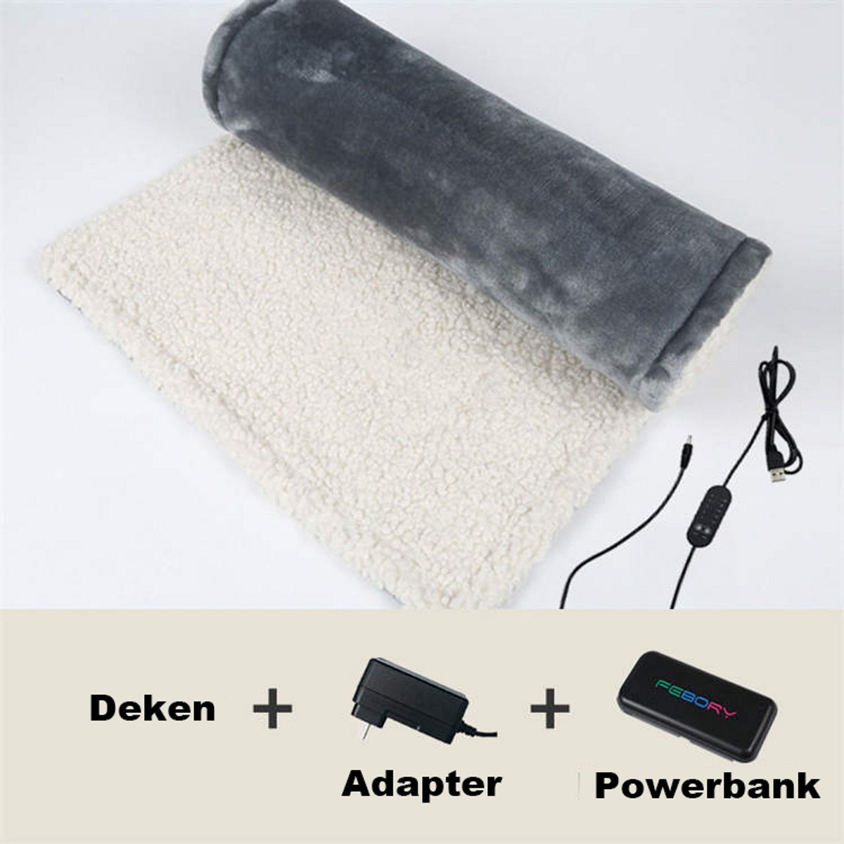 Warmtedeken Elektrisch USB - Met 2 Powerbanks - 5 Warmtestanden & Timer - Draagbare Verwarmde Deken - Tot 14 Uur Warmte - Wasbaar - 100×40 cm - Fleece/Katoen - Oplaadbaar - Energiebesparend – foto 5