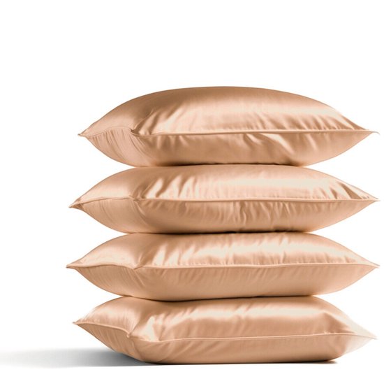 Oeko-Tex®-gecertificeerd zijden kussensloop van 100% zijde, 22 momme gecertificeerd, voor haar en huid, anti-aging, anti-mijt (licht champagne, 65 x 65 cm