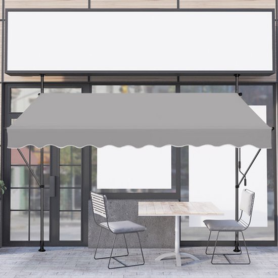 Klemluifel - Balkon zonwering - Terras schaduw - Geen boren nodig - 300 x 120 cm - Grijs — afbeelding 5
