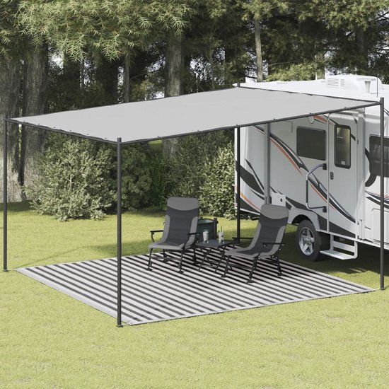 vidaXL - Tenttapijt - 400x400 - cm - HDPE - antracietkleurig - en - wit van Vidaxl — afbeelding 5