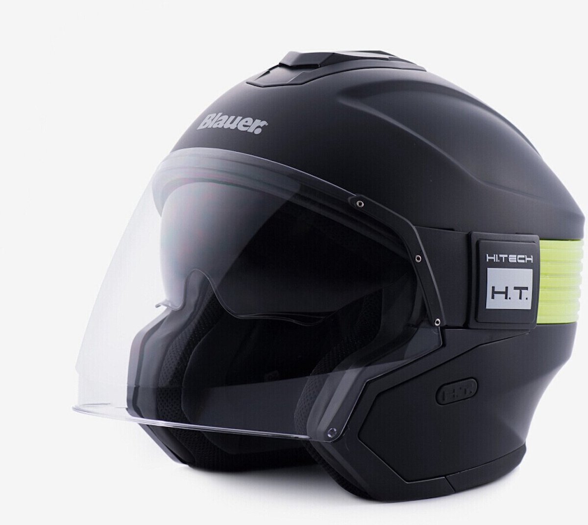Blauer Hacker BTR Mat Zwart Geel Jethelm - Helm