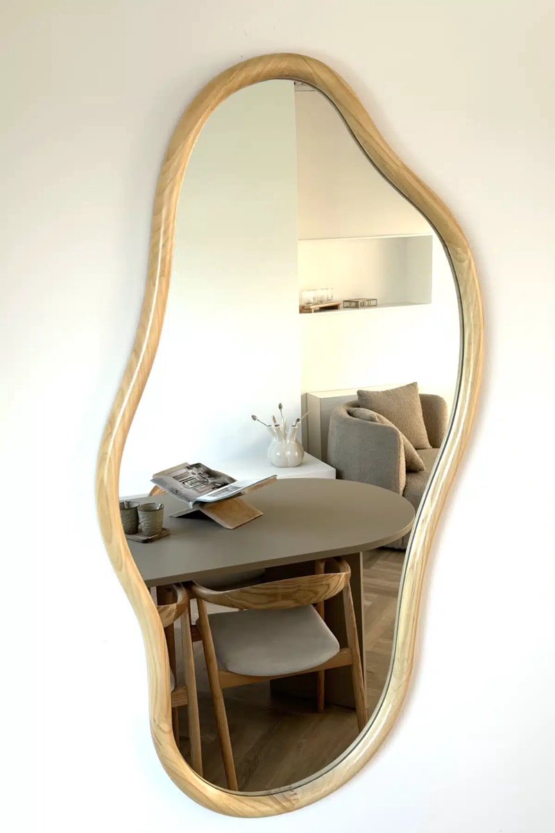 Nordic Style® Organische spiegel 110x60cm - Naturel Grenen hout - Scandinavische Spiegels - Overig - Wandspiegel - Badkamerspiegel - Gangspiegel - Wand - Gang - Badkamer