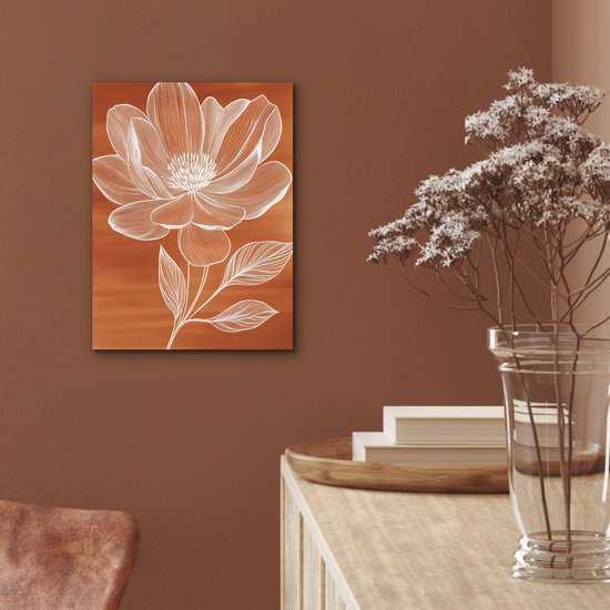 Aluminium schilderij 30x40 cm - Wanddecoratie metaal - Bloem - Minimalistisch - Wit - Metalen muurdecoratie woonkamer - Decoratie industrieel - Foto op dibond - Industriële accessoires slaapkamer