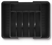 Deleca Uitschuifbaar Bestekbak met 8 Vakken - Besteklade Organizer - Keukenlade Bestek Organiser - Bestekhouder Keuken - 57 x 38 cm - Kunststof / Zwart