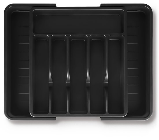Deleca Bestekbak Extensible avec 8 Compartiments - Organisateur de Tiroir à Couverts - Organisateur de Couverts de Cuisine - Range-Couverts Cuisine - 57 x 38 cm - Plastique / Zwart