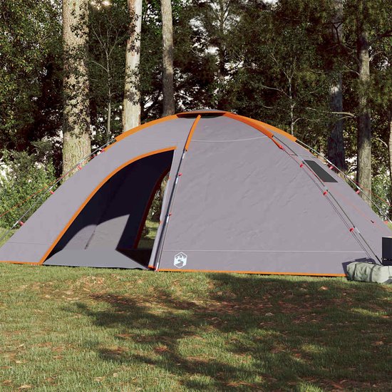 vidaXL Tent - 8-persoons - Waterdicht - Grijs/Oranje Kampeertent - Tent - Outdoor - Campingtent - Watersdicht van Vidaxl — afbeelding 3