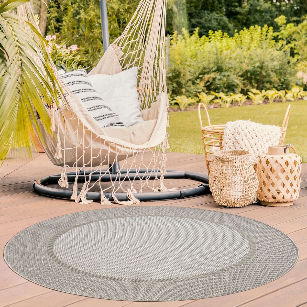 Balkon Tuin Eetkamer Scandinavisch Boho Design Rand Effen