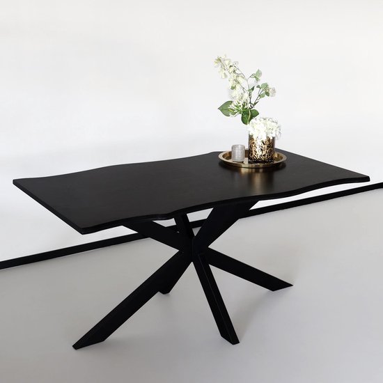 Lizzely Garden & Living Eettafel Langwerpig 160cm Jeffo Zwart Langwerpige Tafel Mdf Eetkamertafel