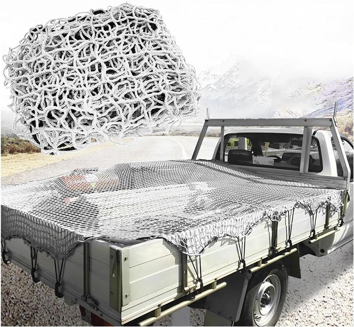 Trailer Net Elastic 2 x 3 m Cargo Cover with Rubber Rope and Corner Marking for Roof Rack Luggage Load Area