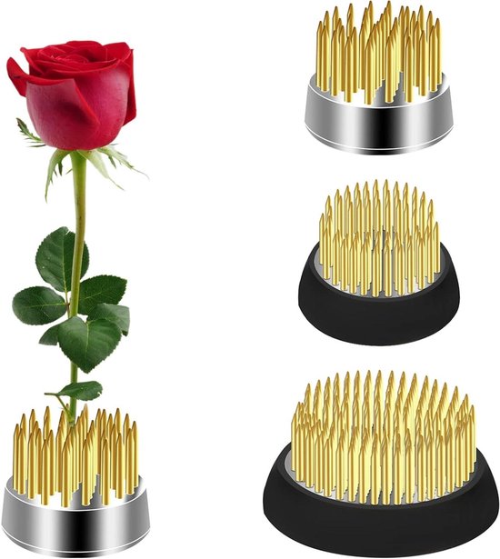 Kalsey Ikebana Kenzan Bloemenkikker, 4 stuks, ronde bloemsteegel, met rubberen afdichting en reinigingsborstel, voor bloemstukken, thuis, kantoor, theesalon, bloemenwinkel