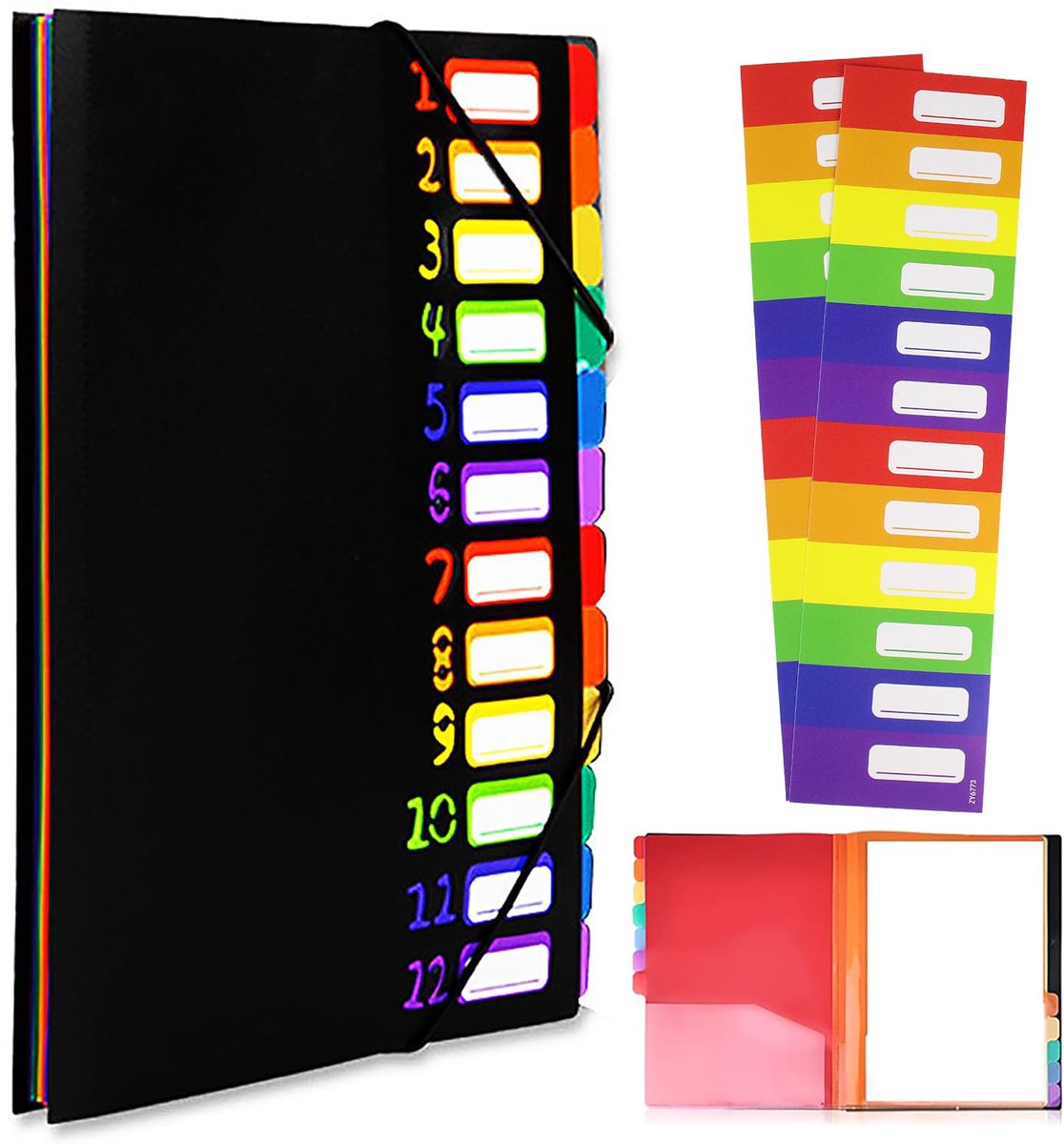 Ibenzoa® Robuuste Documentenmap A4 met 12 Vakken - Waterdichte PP Kunststof Organizer