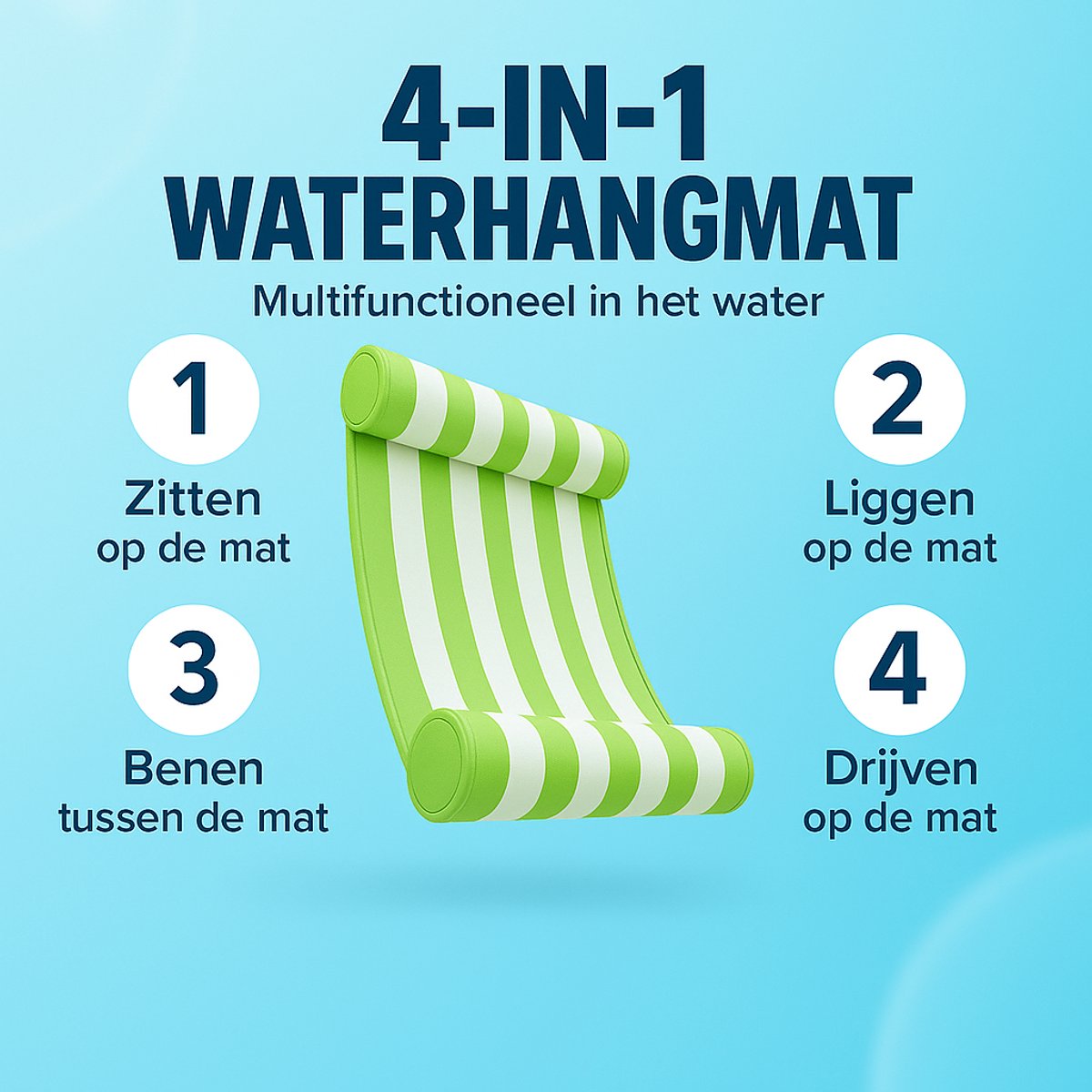 Dicadore - Luxe Waterhangmat - Luchtbed Zwembad - Luchtmatras opblaasbaar - Groen - Zwembad/Strand - Waterspeelgoed - Vakantie — afbeelding 4