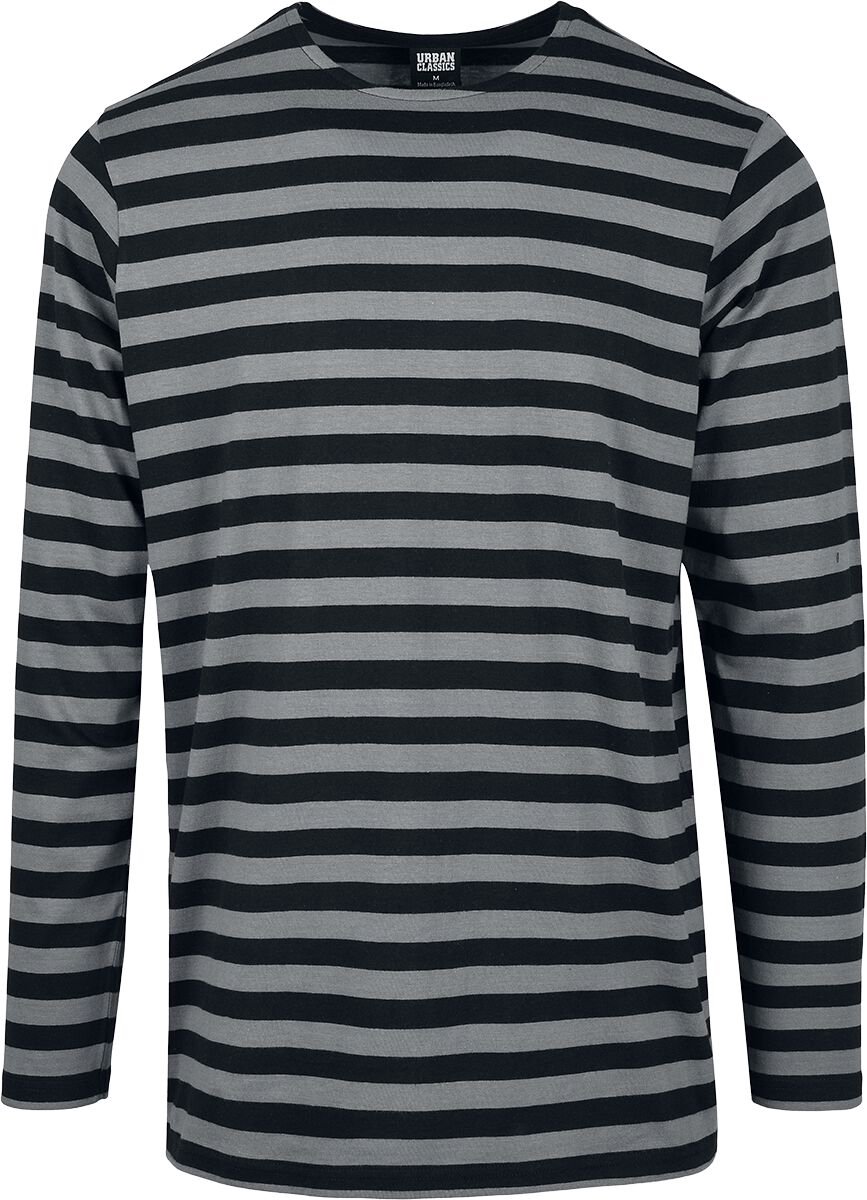 Urban Classics Regular Stripe Longlseeve Heren Shirt met lange mouwen XXL Zwart