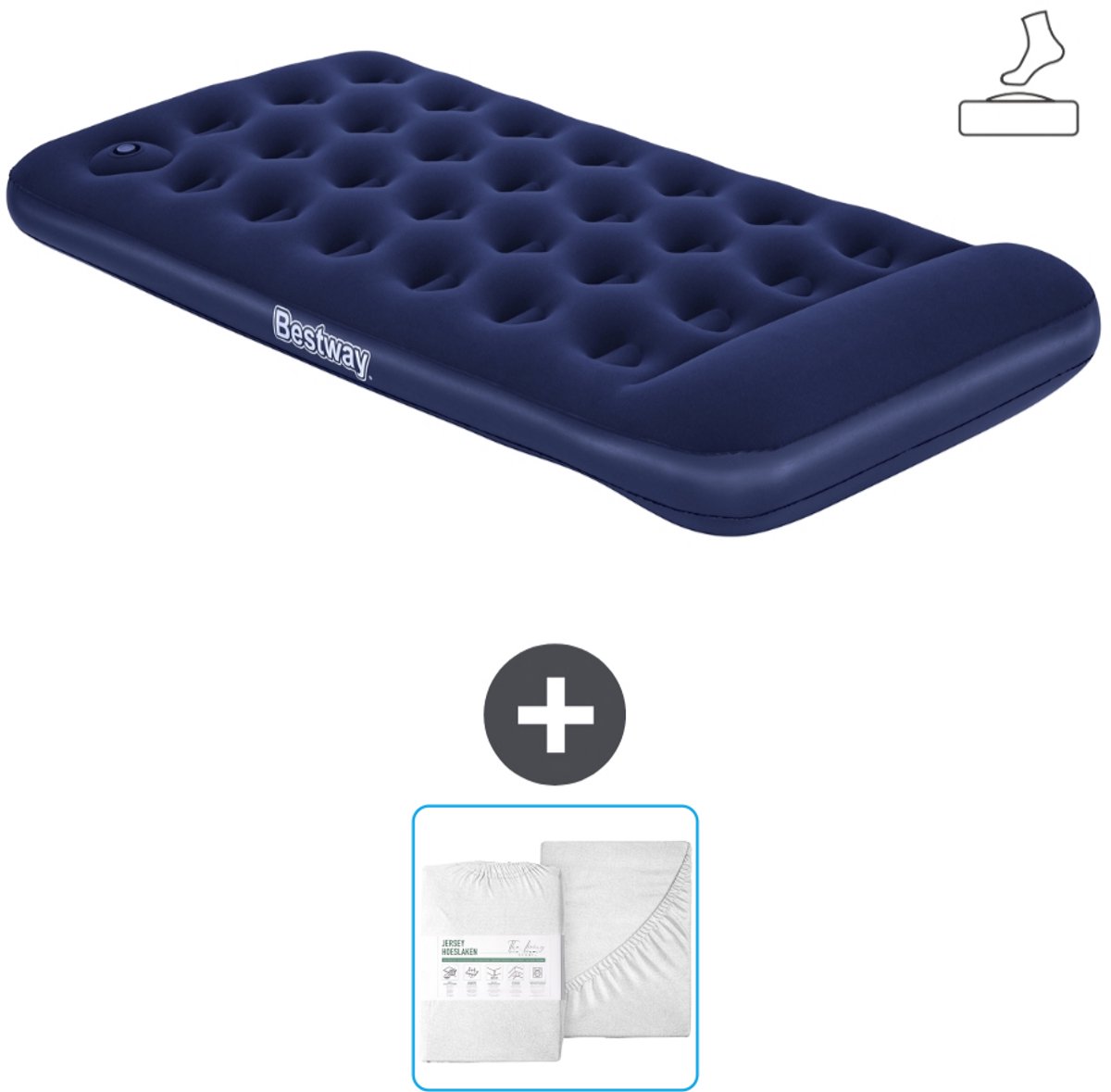 Bestway luchtbed - 1-Persoons - 99 x 188 x 28 cm - Blauw - Inclusief pomp en Hoeslaken