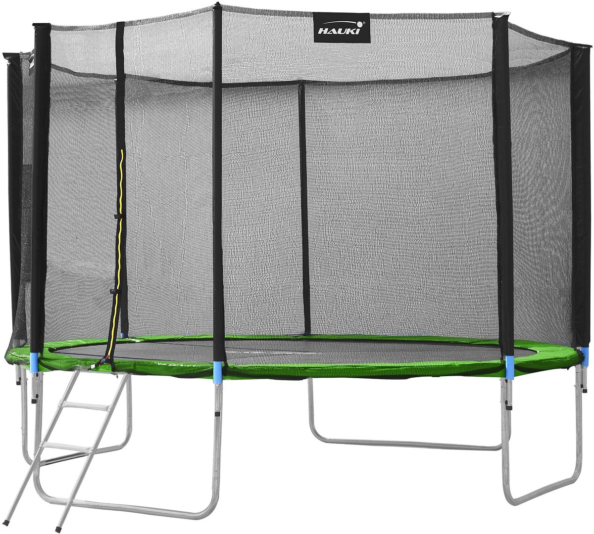 Hauki buitentrampoline, Ø427 cm, groen, GS getest, ronde tuintrampoline voor kinderen tot 150 kg
