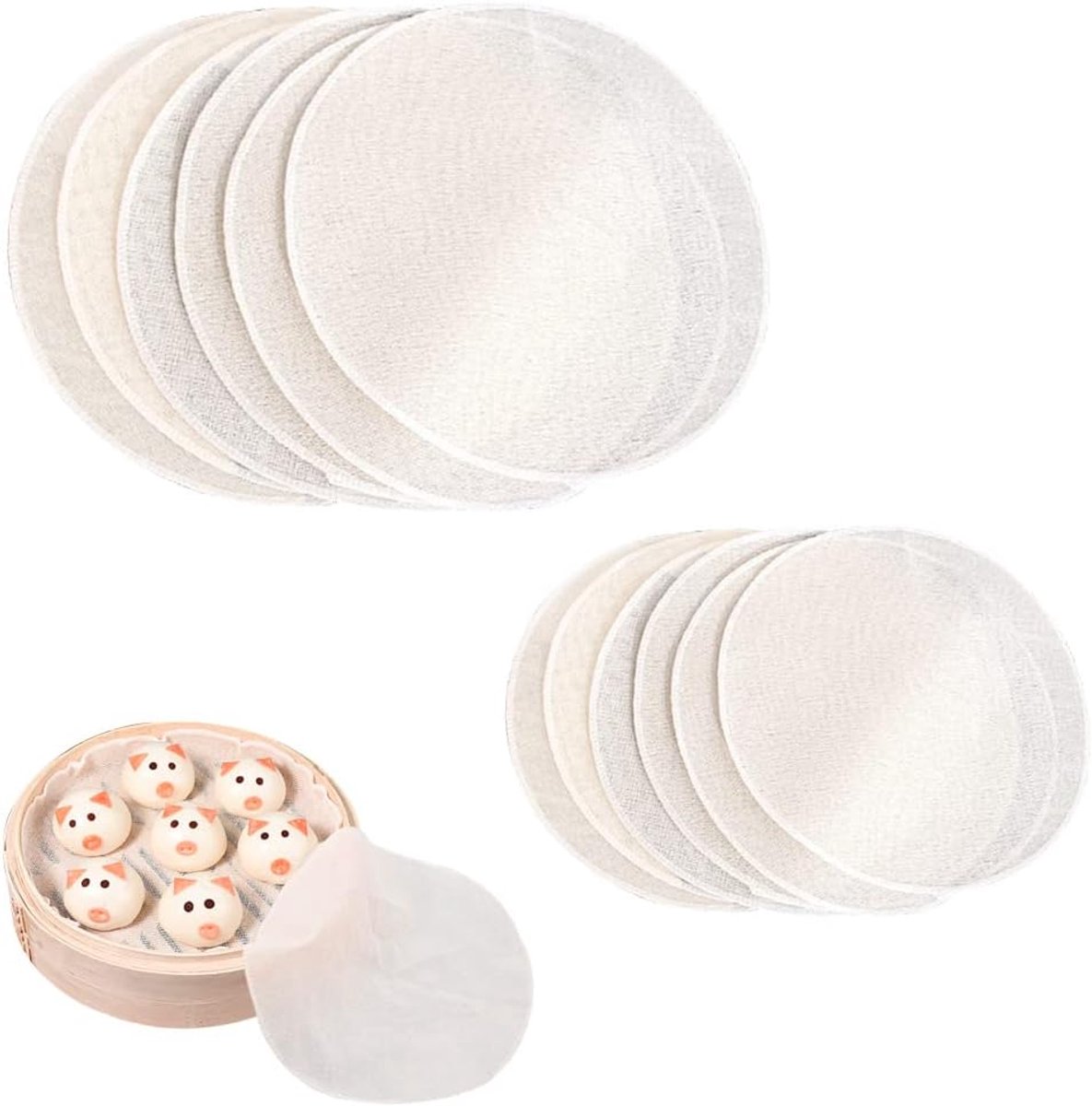Katoenen Dim Sum Stoomdoek Set - 20 Stuks, Ademend en Duurzaam