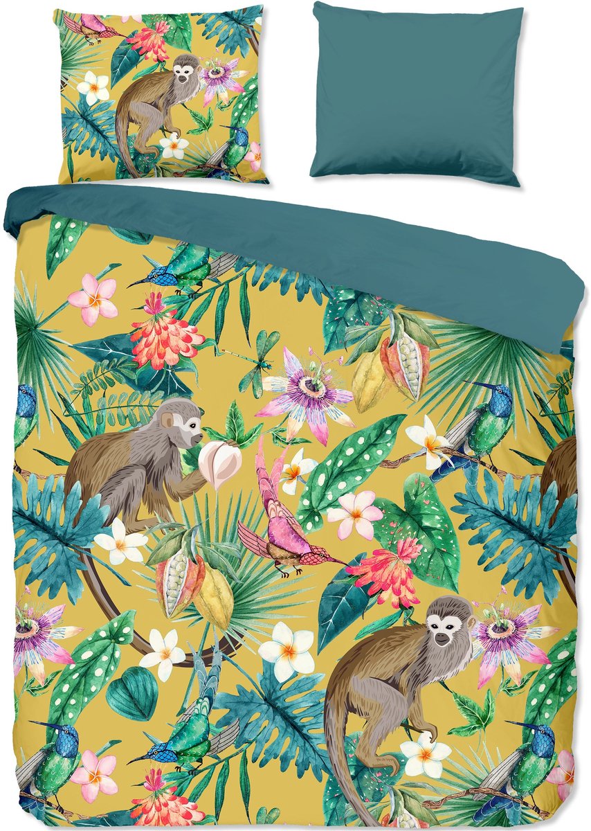 Good Morning Dekbedovertrek "jungle print" - Oker - Katoen Ochre