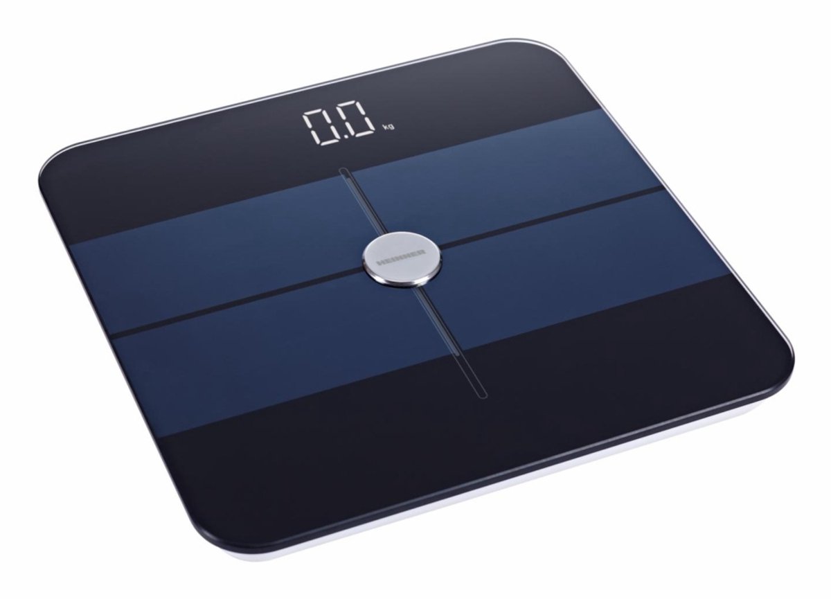Heinner Slimme Personenweegschaal – Maximaal 180 kg – Bluetooth – MovingLife-app – Meting van Lichaamsvet en Hydratatie – LCD-display – Glazen Platform – Zwart