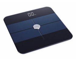 Heinner Slimme Personenweegschaal – Maximaal 180 kg – Bluetooth – MovingLife-app – Meting van Lichaamsvet en Hydratatie – LCD-display – Glazen Platform – Zwart