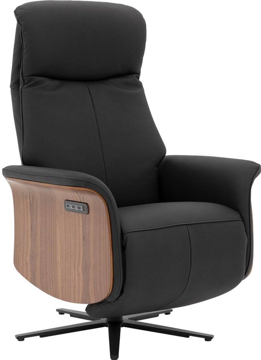 Goossens Fauteuil Finesse - Met Armleuning - Leer - Zwart