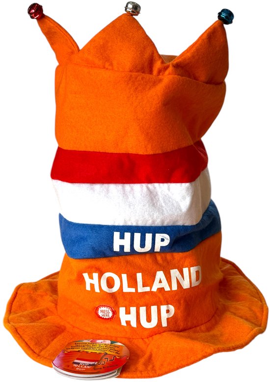 Foto: Oranje dansende supportershoed met muziek ol ol ol we are the champion hup holland hup ek wk