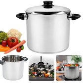 Bol.com Cheqo® Grote Soeppan - Kookpan - Stamppot Pan - 8L RVS - Inductie Geschikt - Grote Soeppan met Deksel aanbieding
