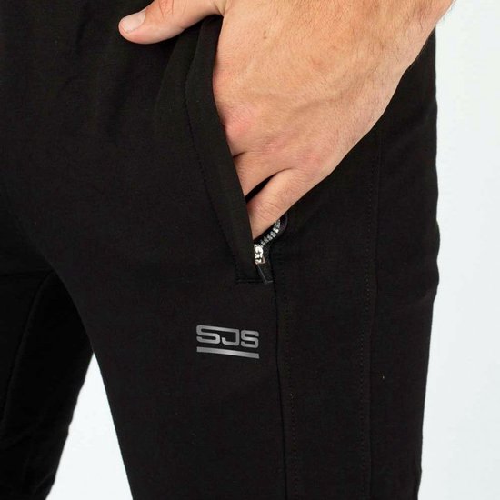 Sjeng Sports Auckland Sweatpants Heren Zwart Katoen Joggingbroek Comfortabele Basic Lijn Verstelbaar Tailleband Afsluitbare Zakken