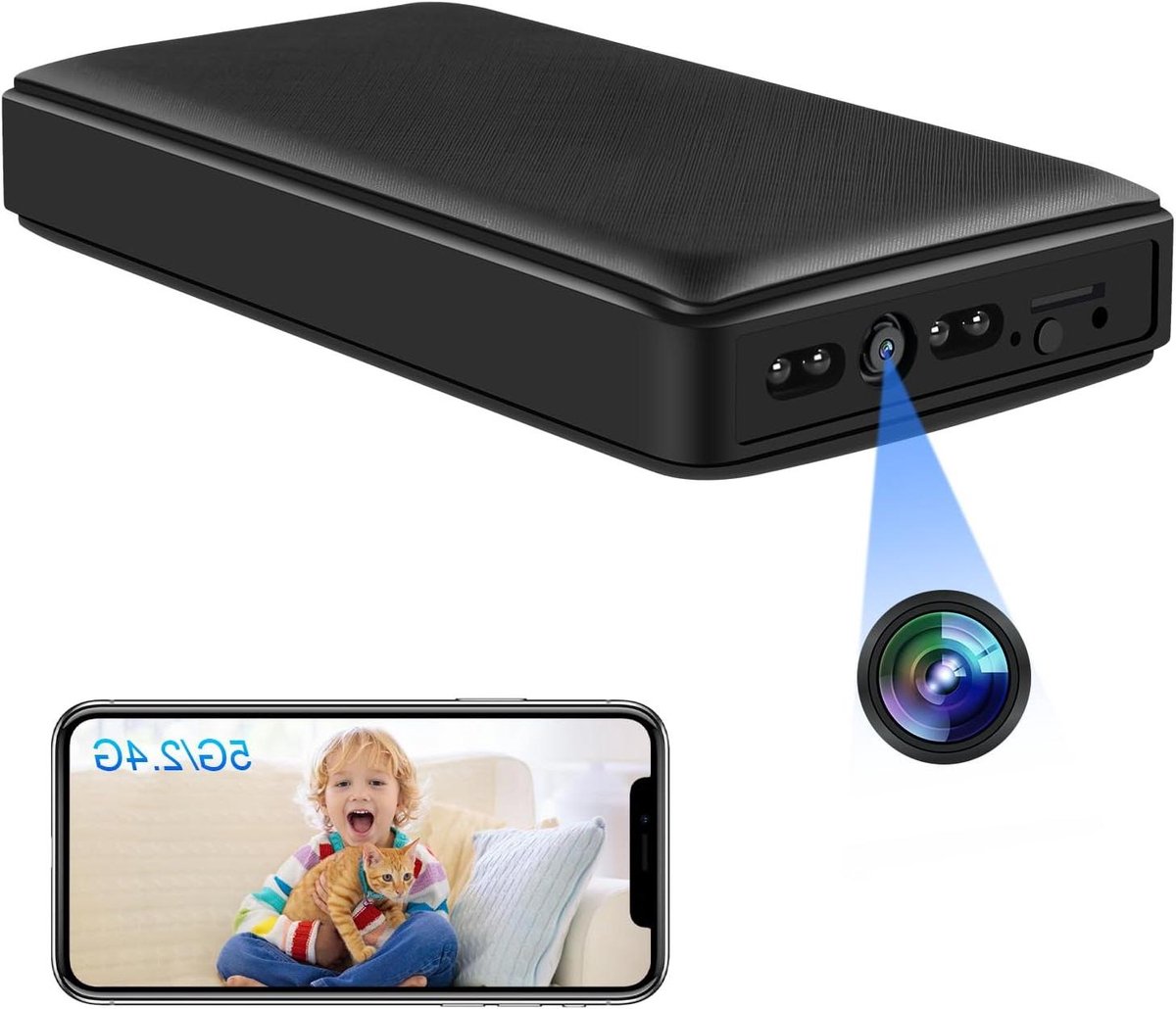 Verborgen Spionagecamera Powerbank 10.000 mAh Camouflage Wifi 24G en 5G Draagbare Mini-Bewakingscamera HD 1080p met Bewegingsdetectie voor Binnen