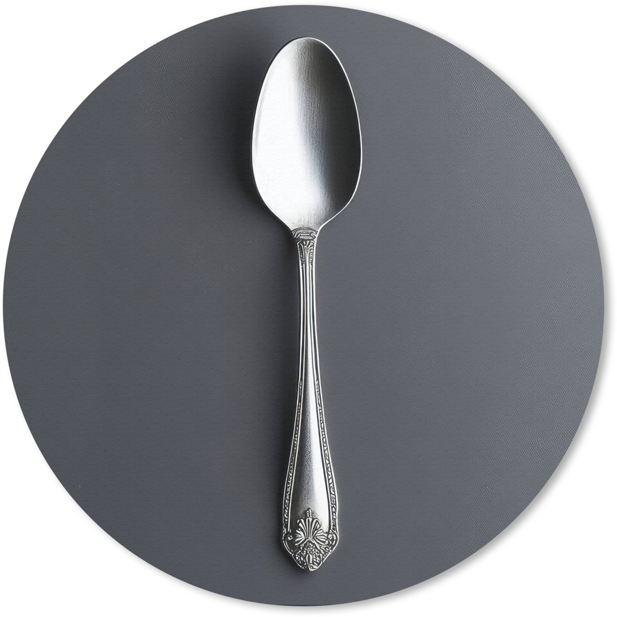 Muismat rond 30x30 cm - Mousepad Zilver - Metaal - Lepel - Ronde muismatten