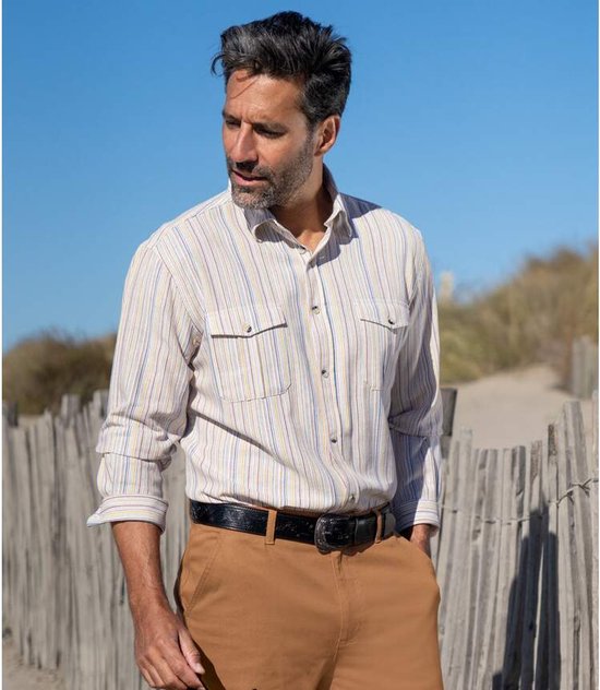 ATLAS FOR MEN - Donkerbruine ribfluwelen cargobroek met stretch - 56