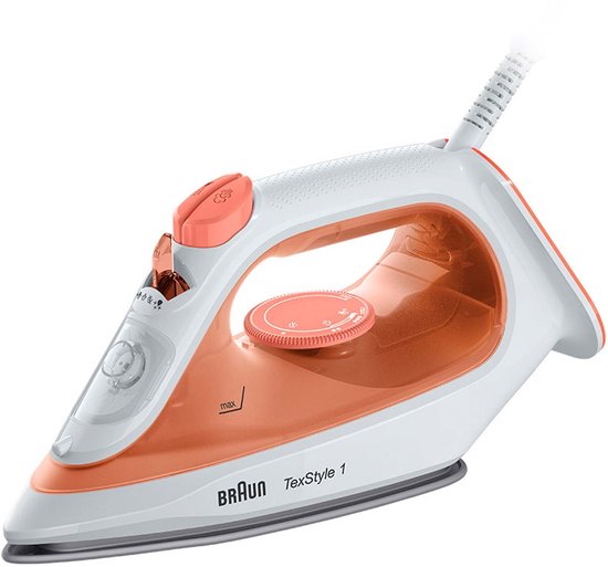 Braun TexStyle 1 SI 1009 - Stoomstrijkijzer - Antikleefstrijkzool - Zelfreinigend - 1900 W - Oranje