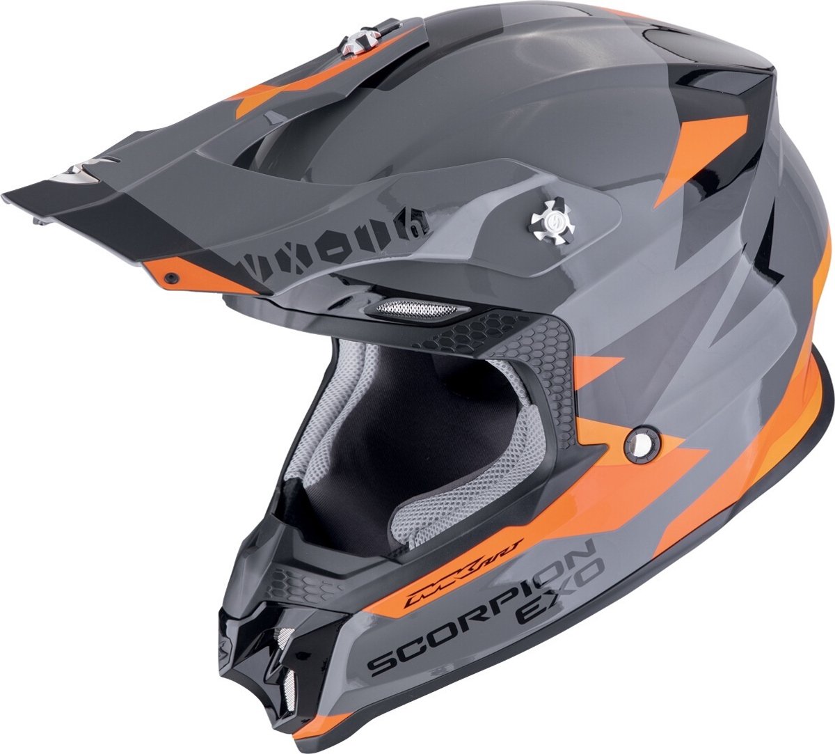 Scorpion VX-16 Evo Air Rod Grijs Oranje Crosshelm - Maat S - Helm