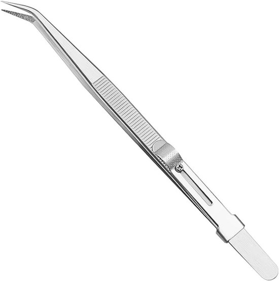 Bestgle 2 stks Precisie Pincet Set, Roestvrij Staal Slide Locking Fijne Puntige Tips Rechte En Gebogen Tip Pincet Voor Sieraden Diamant Steen Edelsteen Maken Craft