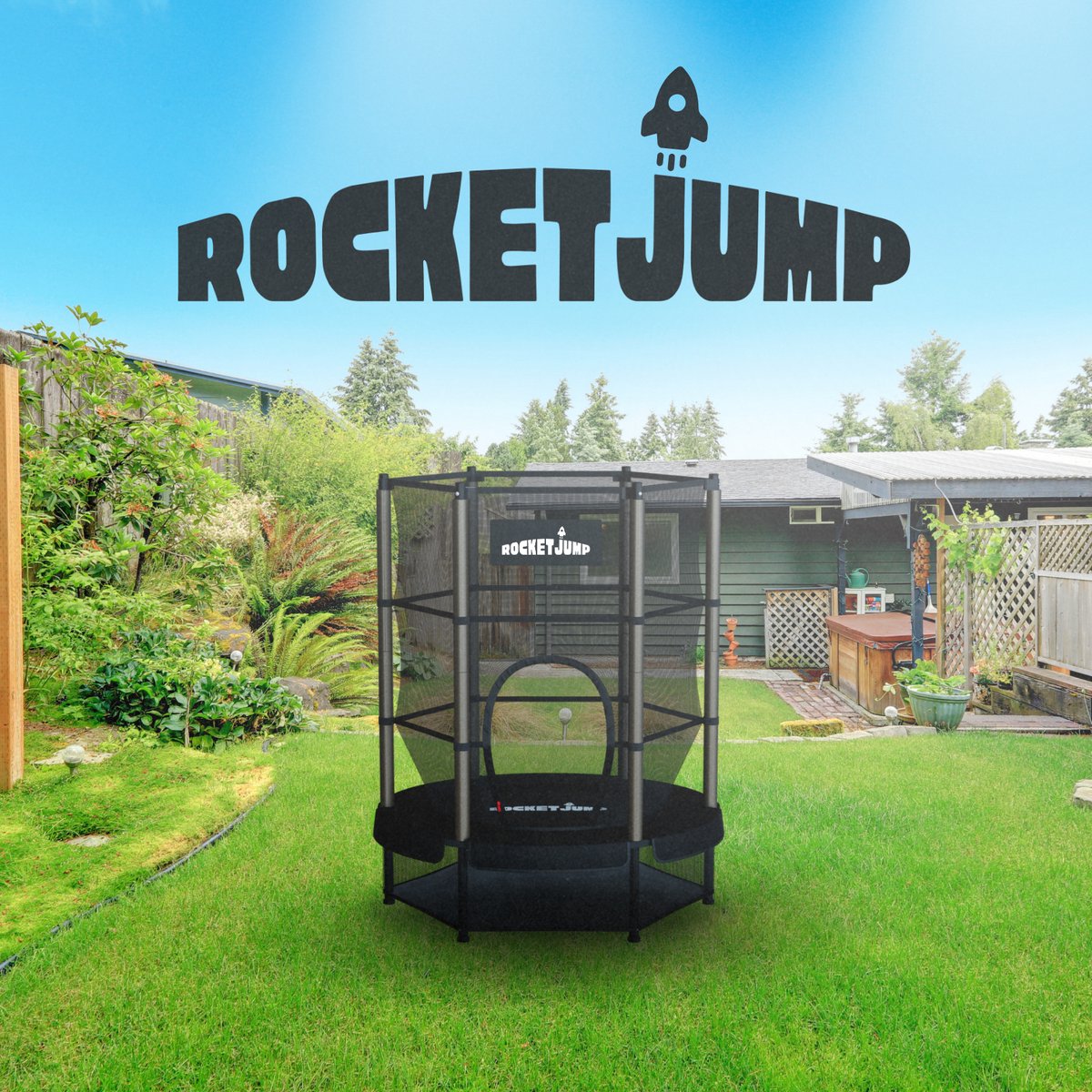 RocketJump LF14 Trampoline - Inclusief veiligheidsnet - Kindertrampoline 140 cm - Zwart — afbeelding 5
