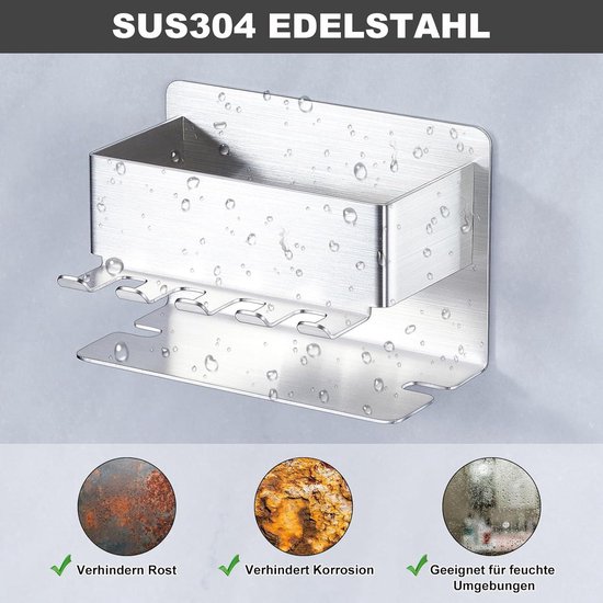 GlasFlength Porte Brosse à Dents Mural, Acier Inoxydable