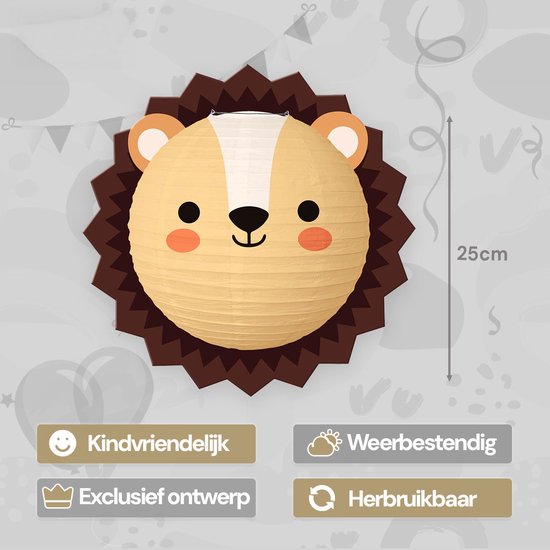 LUQ - Leeuw - Lampion - Sint Maarten - Lampionstokje - Zonder - Lichtje - Dieren - TrekLampion - Papier - Kind - 1 Stuk van LUQ — afbeelding 2